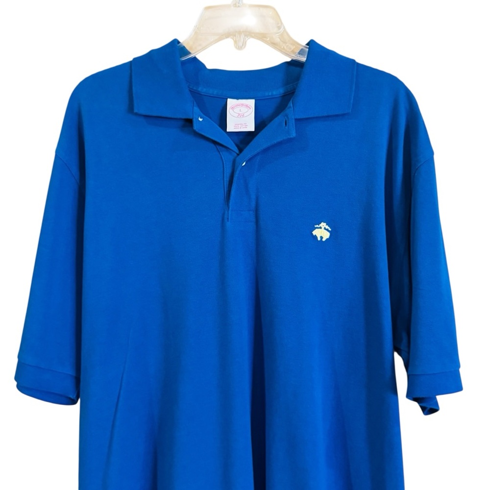 Brooks Brothers Size L 100% Cotton Blue Polo Short Sleeve Designer Men's Shirt